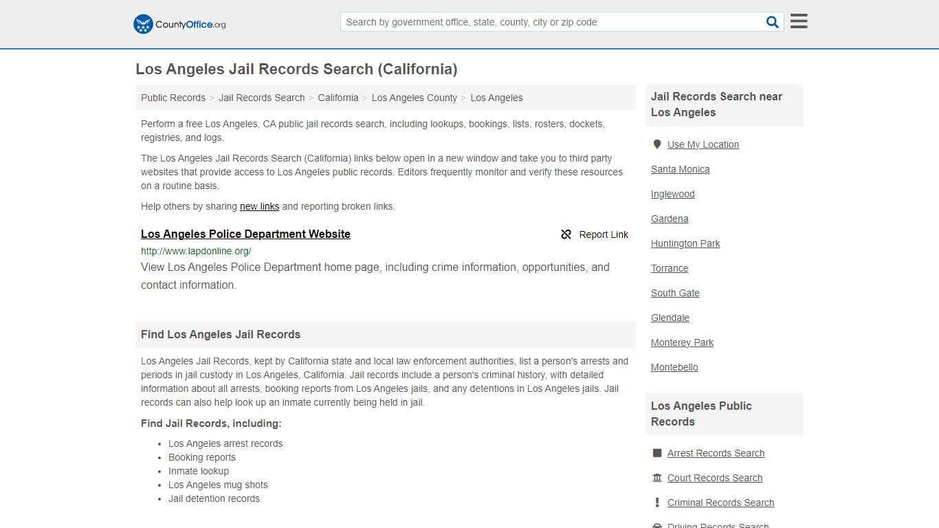 Los Angeles Jail Records Search (California) - County Office