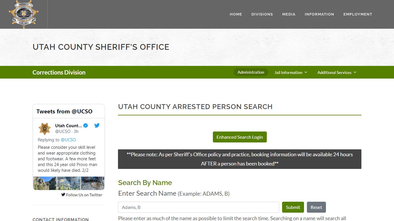 Utah County Sheriff's Office Inmate Search